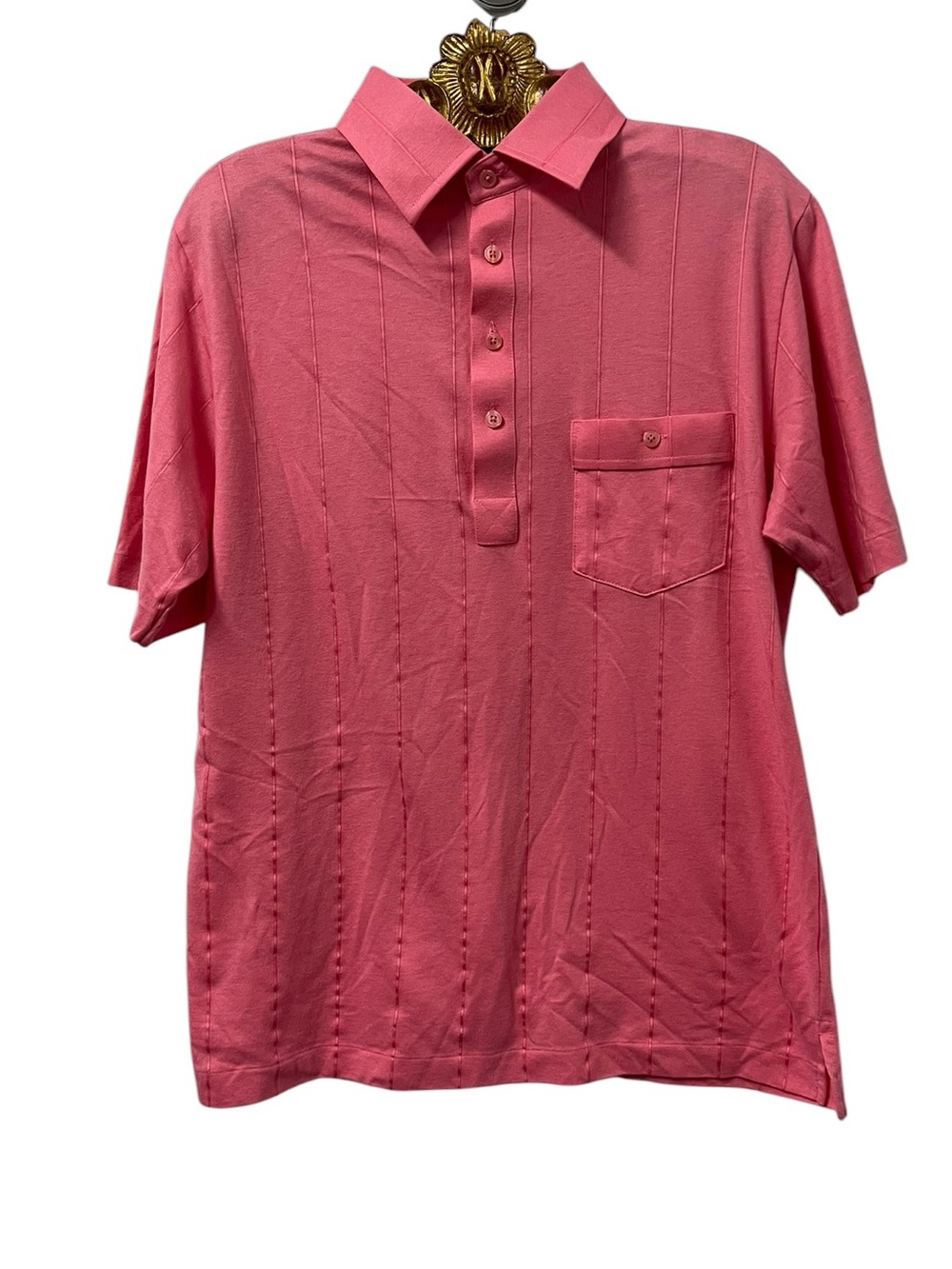 Vintage London Fog Pink Polo Shirt Men’s M Retro Golf Preppy Point Collar Geek
